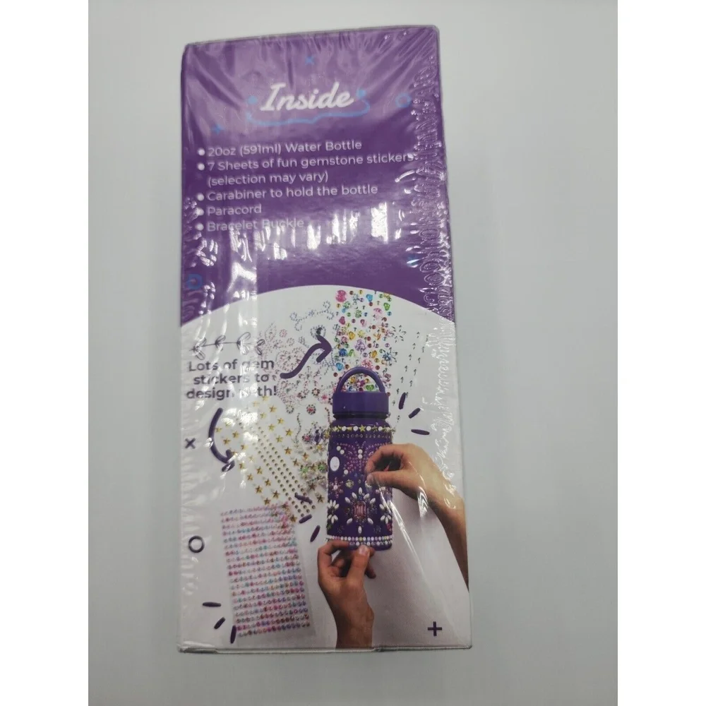 Purple Ladybug Gemstone‎ Water Bottle DIY Craft Kit 20oz BPA Free Paracord